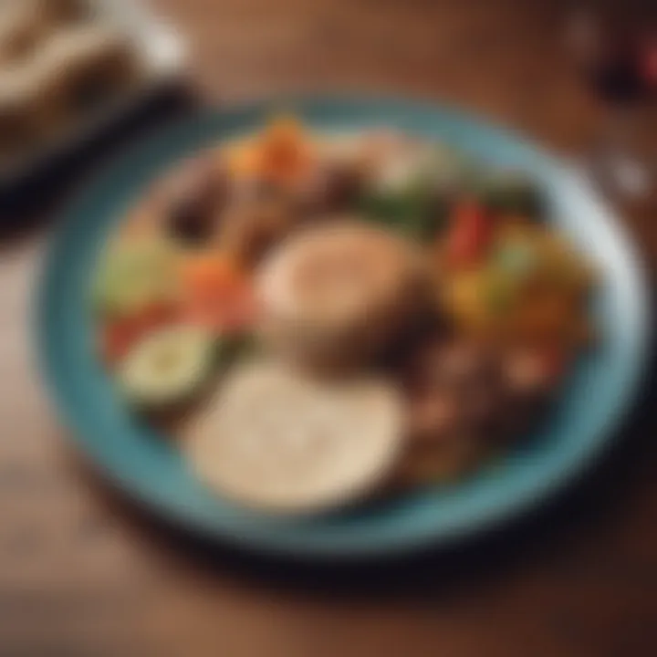 Balanced pitta meal on a plate