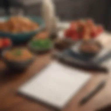 Strategic Meal Planning for Fasting Success A notebook and pen beside a healthy meal plan