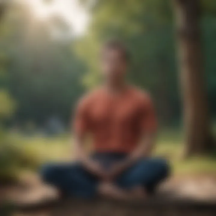 A serene individual meditating outdoors