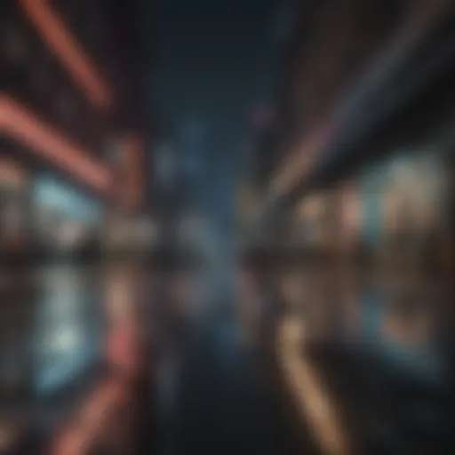 Abstract cityscape with digital overlays