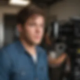 Adam Devine on set during filming