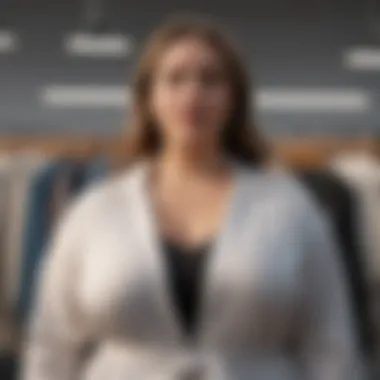Discount tags on a rack of plus size clothing