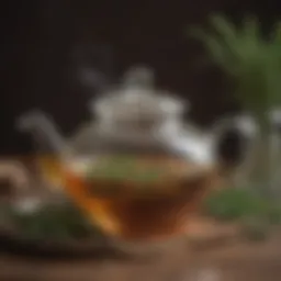 Aromatic Herb Infusion in Vintage Teapot