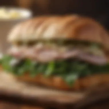 Crafted Turkey Sandwich on Freshly Baked Bread Artisanal Cold Cut Turkey Sandwich with Fresh Greens