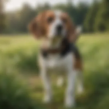 Charming Beagle exploring the lush green fields