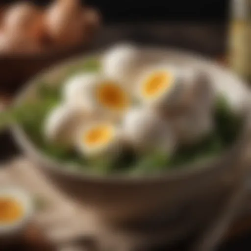 Chilled hard boiled eggs in a bowl