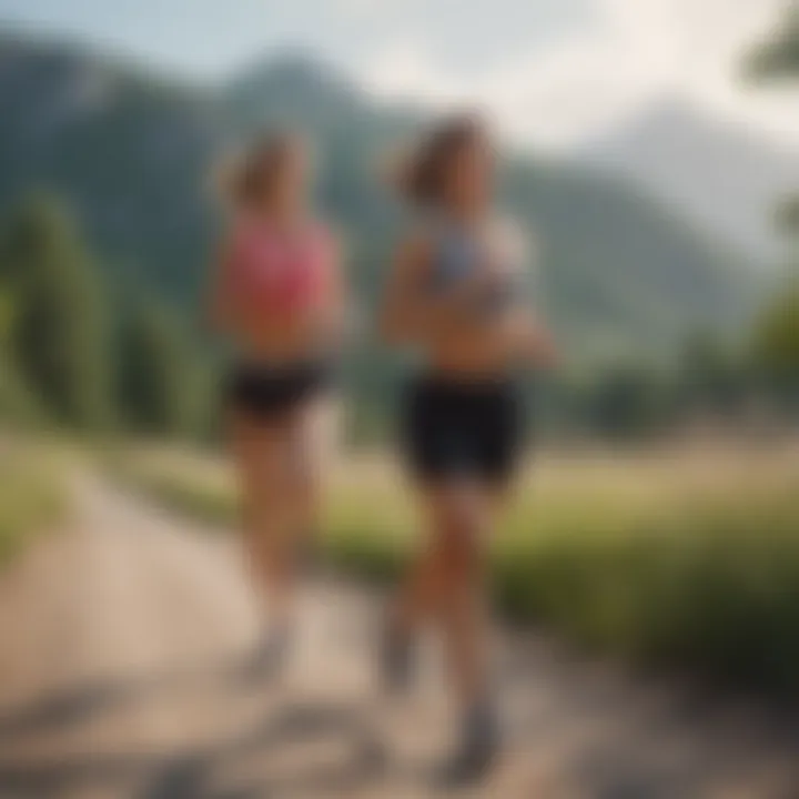 Woman jogging outdoors with scenic view