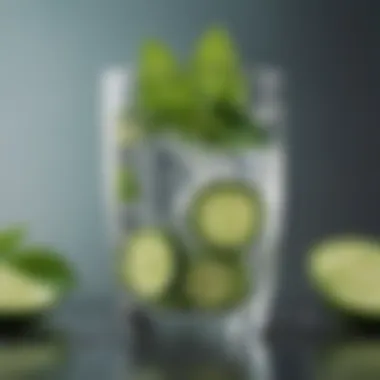 A glass of detox water infused with cucumber and mint