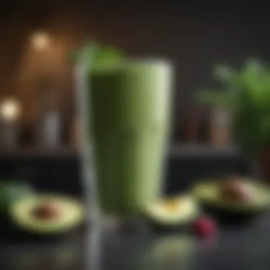 Vibrant smoothie with spinach, avocado, and fruits