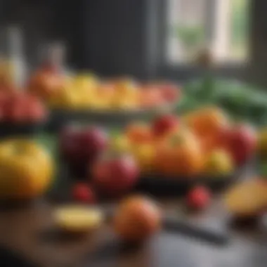 Colorful fruits and vegetables on a table