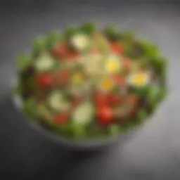 A vibrant salad bowl showcasing a variety of fresh vegetables and greens.