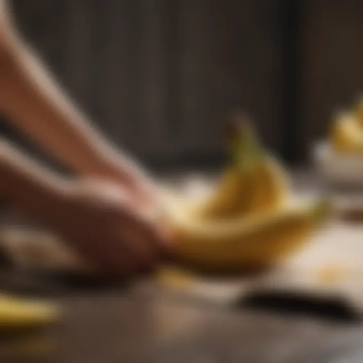 Bananas being gently wiped with a soft cloth