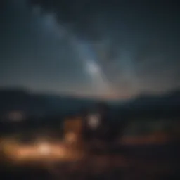 Couple stargazing under night sky