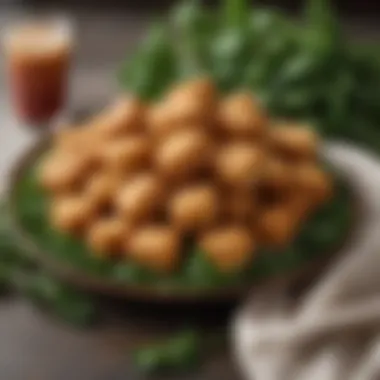Gourmet Presentation of Chick-fil-A Nuggets Delectable Chick-fil-A nuggets on a bed of fresh greens
