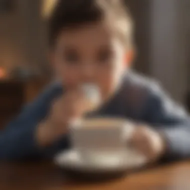 Child Drinking Soothing Warm Tea