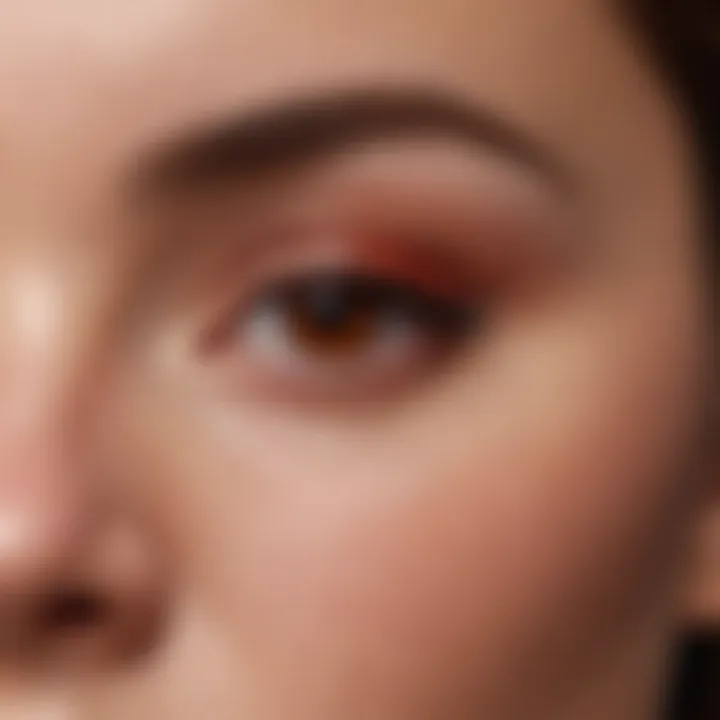 Close-up of red eyebrow dye application process