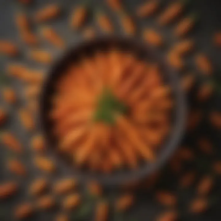 Colorful assortment of baby carrots in a ceramic bowl