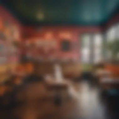 Colorful and vibrant decor of a dog-friendly cafe in NYC