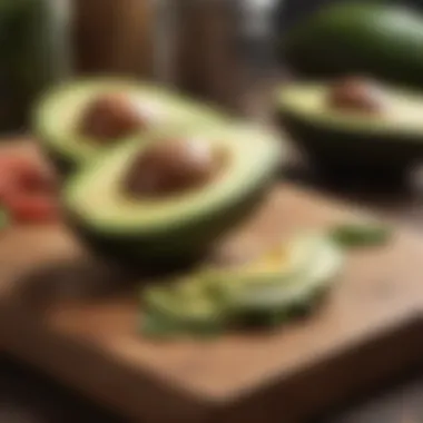 Fresh Avocado Slices on Wooden Board