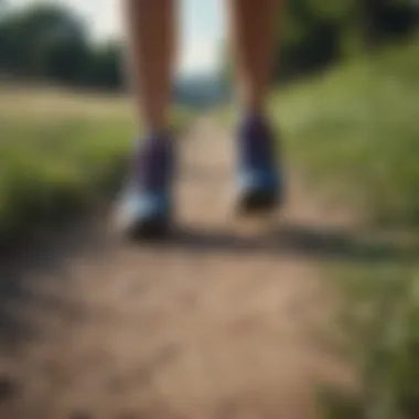 Running shoes on a path symbolizing exercise for weight loss