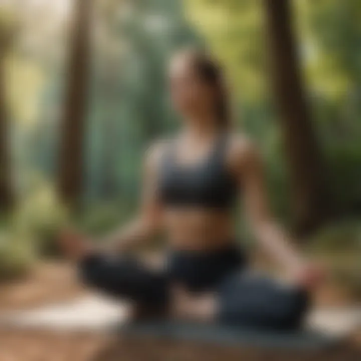 Woman practicing yoga in serene nature setting