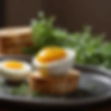 Elegant presentation of a soft boiled egg with herbs and toast