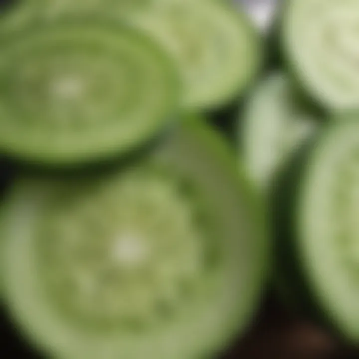 Cooling cucumber slices for sunburn