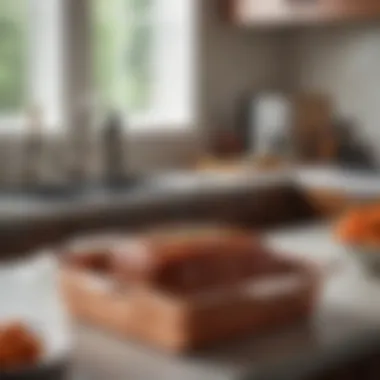 Stylish Presentation of the Copper Chef Meatloaf Pan A sleek Copper Chef Meatloaf Pan showcased on a stylish kitchen countertop.