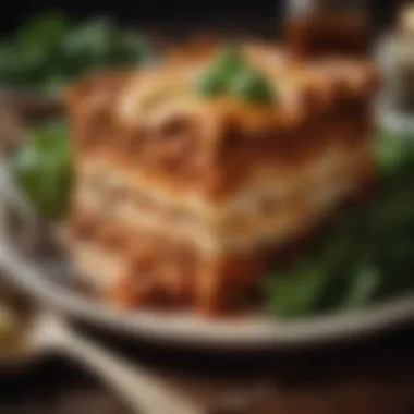 Wholesome Baked Lasagna A beautifully baked lasagna served with a side of greens