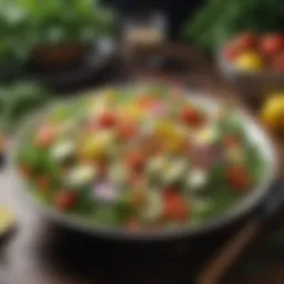 Vibrant summer salad with fresh vegetables and herbs