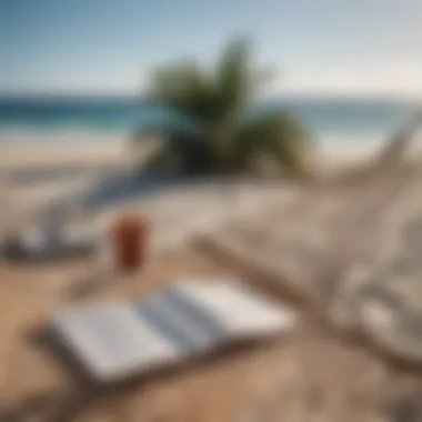 Open book on a hammock by the ocean