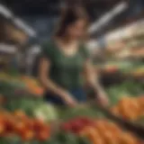 Woman choosing fresh vegetables in a market