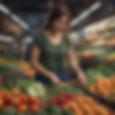 Woman choosing fresh vegetables in a market