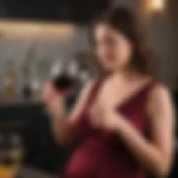 Pregnant woman enjoying a glass of dealcoholized wine