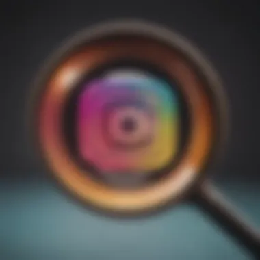 Abstract representation of Instagram logo with a magnifying glass