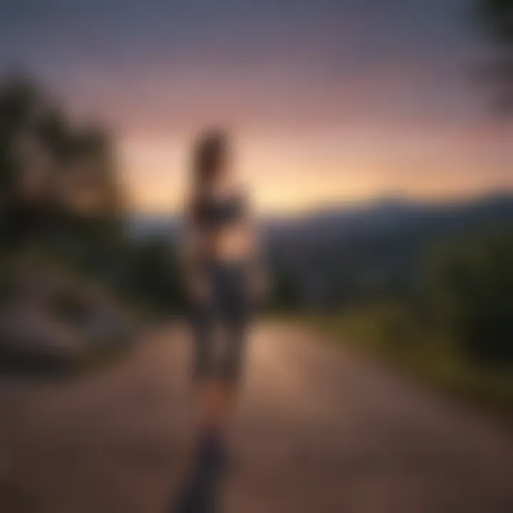 Serene evening workout scene under a twilight sky