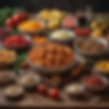 Diverse Array of Anti-Inflammatory Foods A vibrant assortment of anti-inflammatory foods on a wooden table