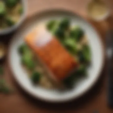 A colorful plate of grilled salmon accompanied by steamed broccoli and quinoa, showcasing a heart-healthy meal.