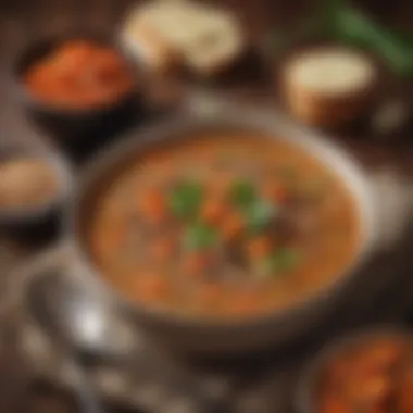 A wholesome bowl of lentil soup brimming with vegetables, reflecting a cozy and healthy dinner option.