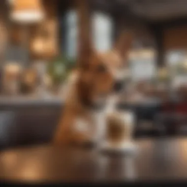 Canine Indulgence in a Stylish NYC Setting Dog enjoying a latte in a chic New York City cafe