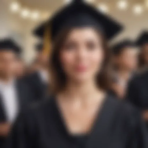 Elegant mother in sophisticated attire at a graduation ceremony