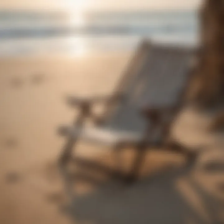 Durable and comfortable beach sand chair on sandy beach