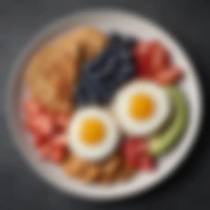 A close-up of a beautifully arranged breakfast plate showcasing healthy options.