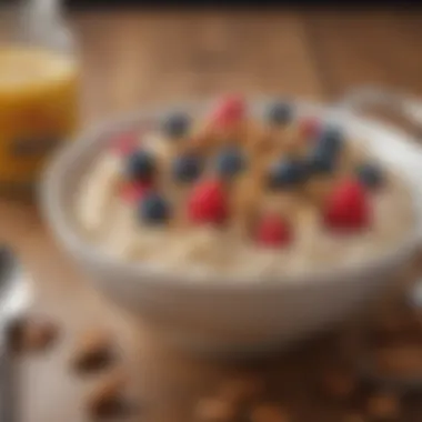 A steaming bowl of oatmeal topped with nuts and berries, symbolizing warmth and health.