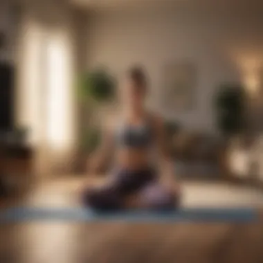 Woman doing yoga pose in living room