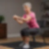 Senior woman performing seated ab twist exercise