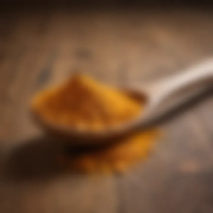 Turmeric Powder in a Wooden Spoon