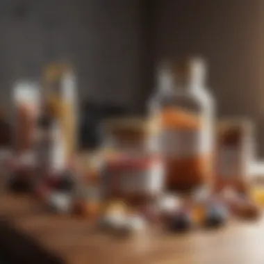 Vitamins and Supplements Overview Diverse vitamin bottles displayed on a wooden table