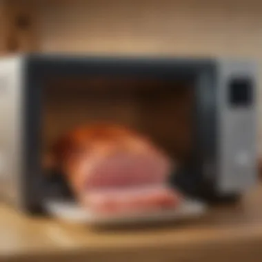 Microwave technique for warming honey baked ham