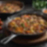 A savory ground beef skillet dish with vibrant vegetables.